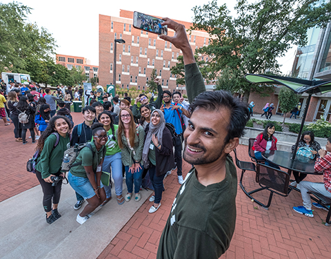 students take photos